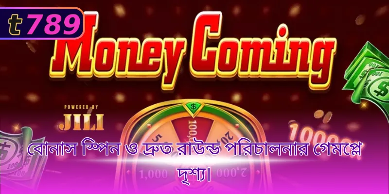 বোনাস স্পিন ও দ্রুত রাউন্ড পরিচালনার গেমপ্লে দৃশ্য।